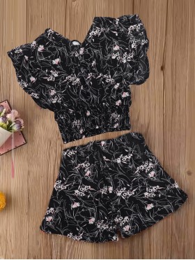Floral Crop Top and Shorts Set